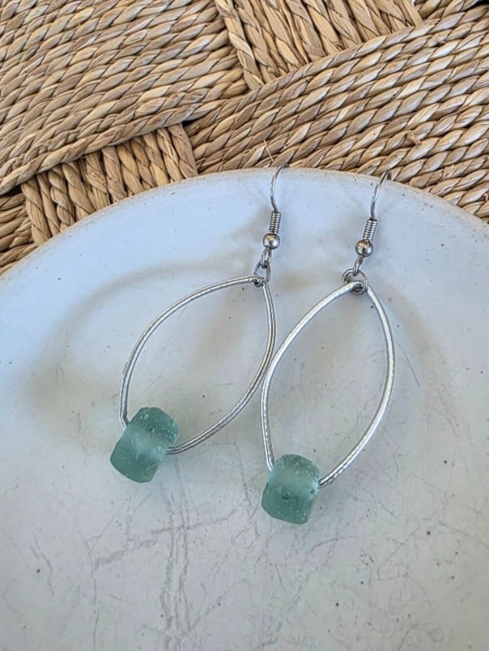Silver-tone with Sea Glass Color